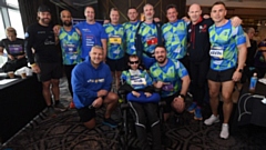Kevin Sinfield (far right) and many of his ex-Leeds Rhinos team-mates came together to support Rob Burrow. Image courtesy of the Leeds Rhinos Facebook page