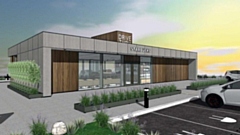 View from the customer entrance of how new Starbucks at Sandbrook Retail Park could look. Image courtesy of RGP Architects