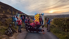 Arriving on Intake Lane at the same time as the ambulance, the rescue team were met by the biker's friend and taken to the casualty site by him