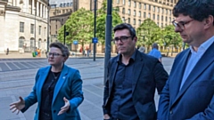 Manchester council leader Bev Craig, Greater Manchester mayor Andy Burnham and Northern Powerhouse Partnership chief executive Henri Murison pictured yesterday