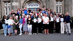 Blue Coat School's successful A level students show off their certficates