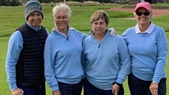 Oldham's Bell Cup winners at Bolton were (left to right): Charlie Wade, Sheila Antrobus, Liz Johnson and Jane Antrobus