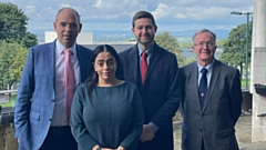 Pictured are Eton head, Simon Henderson, Oldham council leader Arooj Shah, Oldham West and Royton MP Jim McMahon, and council chief executive Harry Catherall