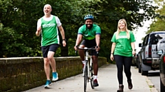 Jacob Onyando (centre) and his colleagues from Ryder and Dutton will take part in a 180-mile walking, running and cycling relay across Yorkshire and Lancashire