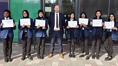 Year 10 students pictured along with the Head of Year 10 (Mr Liam Richmond) are Omaizah, Amezhi, Hina, Muntaha, Mumina, Mehak and Zoya