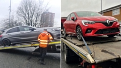 Vehicles being recovered in Oldham yesterday. Images courtesy of GMP