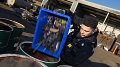 Officers from Operation Venture recently disposed of thousands of knives of all shapes and sizes at a local scrap metal compound