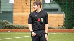 Seventeen-year-old referee William Murphy pictured in action on the football field