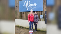 Pictured are Lizzy Partington, Vice Chair, Oldham Mountain Rescue Team, and Martha Tibbot, the Farm Shop Manager