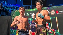 Tommy Lowe (left) pictured at the Lumpinee Boxing Stadium