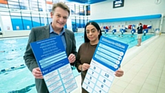 Cllr Arooj Shah, Leader of Oldham Council, pictured with Stuart Lockwood, Chief Executive of Oldham Community Leisure