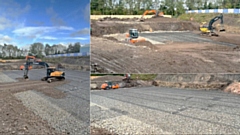 Preparing foundations for the new two-storey endoscopy unit at the Community Diagnostic Centre at Salmon Fields in Royton involved the removal and disposal of a substantial quantity of contaminated soil at the former factory site, and construction of a retaining wall to buttress the sloping site