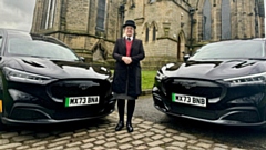 Pauline Lawrence from Elizabeth Way and Company Funeral Directors with the new electric vehicles