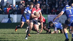 Oldham's Joe Wardle pictured in full flight. Image courtesy of ORLFC