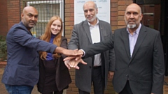 Pictured (left to right) are: Anwar Ali OBE, Chantal Adams (SSE), Councillor Fida Hussein and Nahal Mehta (SSE)