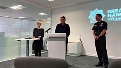 Kate Green, Andy Burnham and Dave Russel pictured at the press conference yesterday (Friday)