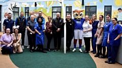 The Latics party pictured at the Royal Oldham Hospital