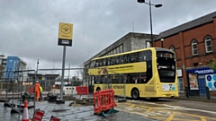 Building works by Oldham bus stop on West Street