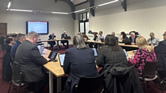 A scene from the Oldham Council audit meeting