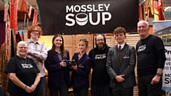 Mossley Hollins Wellbeing Room presenters with Mossley SOUP volunteers