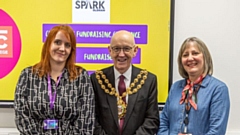 Pictured (left to right) are: Kim Rogers (Spark), Cllr Eddie Moores (Mayor of Oldham) and Cindy Bramhall (OSFC)