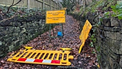 The closed former route to Moorgate Quarry
