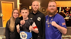 Pictured (from left to right) are Shaunna, champ Theo, Alex and Brad