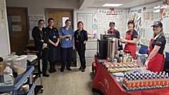 The Rapid Relief team thanking A&E staff at The Royal Oldham Hospital