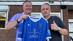 Pictured is Uppermill FC first XV manager Mark Howard (right) alongside club chairman Simon Tait