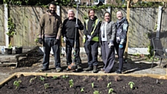 Volunteers and FCHO colleagues (from left): Asif Efraim Volunteer, FCHO seasonal environmental services operative, Kevin Lomas FCHO, environmental services operative Netty Southward, project and partnership officer, Ghazalla Iqbal, customer excellence officer, Naomi Haseldine