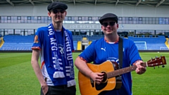 Kieran McMahon and Harry Lavin of the Boundary Parkas - photographed by Josh Coleman at Boundary Park