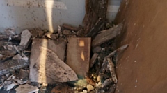 Debris at the home in Chadderton after the ceiling collapsed over 'Sarah' and 'Leila's' heads. Images courtesy of 'Sarah'