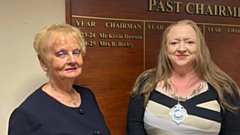 Councillor Helen Bidhop (right) is pictured with outgoing chair, Councillor Barbara Beeley