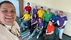 The Oldham Pride committee are (left-right): Cllr L Hamblett Chair, Mr Andy Hubbuck, Vice Chair, Ms Jean Friend, Treasurer, Ms Caron Witnell, Acts and Music Coordinator, Ms Sharon Salt Volunteer, Mrs Sue McDonald Volunteer, Ms Harryett Smedley, Volunteer Coordinator, Mr Robert Dobson, Media Coordinator, Mrs Helen Antonio-Heap, Markets Coordinator, Mr Samm Hewitt Acts and Music Coordinator, Mrs Jane Glaysher-White, Secretary and Fundraising Officer