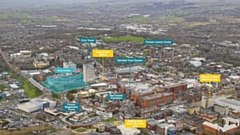 The layout of the Muse regeneration plan for Oldham, including the six big projects that could transform Oldham. Image courtesy of Muse / Oldham Council