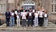 From left to right: Councillor Mohon Ali with students Kieran Silika, Abid Ali, Noyon Hassan, Amaan Aslam, Harrison Mercer, Lewis Lambkin, Jacob Rigney, Jerome Codjoe, Katie Smith, Nicole Harvey, Harvey Spiller, Millie Bickley and Lucinda Lam