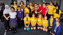The 2025 Junior Dragons' Den finalists at the Oldham Events Centre