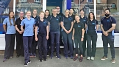The Physio Matters team, with founder Colin Green (centre), outside the specially adapted premises on Rochdale Road in Royton