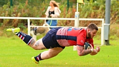Marshall Yates scores for Oldham. Image courtesy of Tim Abram