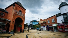 Outside Tommyfield Market in Oldham town centre. 