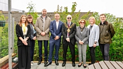 left to right: Genna Booth, Yvonne Smith, Paul Byrne and John Walmsley (The Casey Group); Oldham’s Mayor Councillor Eddie Moores and the Lady Mayoress Kath Moores; and Lucy Lees and Jake Ankers (Mahdlo Youth Zone)