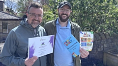 (L-R) Kevin Field, FCHO Funding and Social Value Officer with Robert Prestwich, Men Behaving Dadly