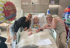 Brian Swann with his granddaughter Abbie McEwan and daughter Susan McEwan - Copy